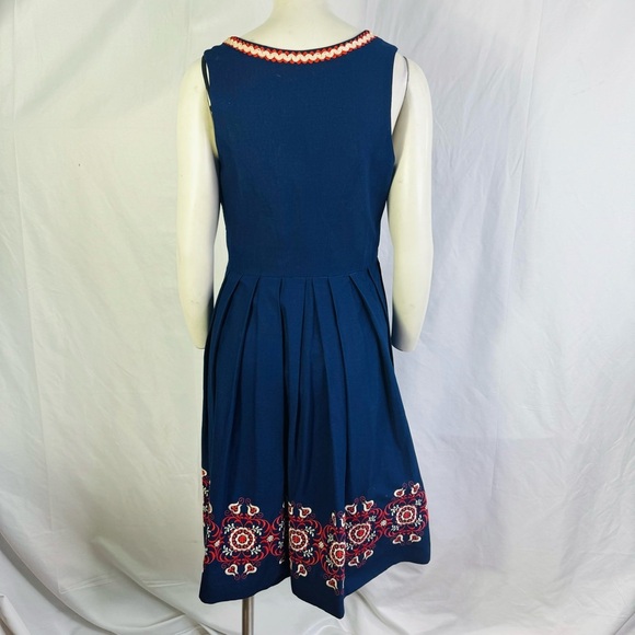 HANCKE VINTAGE DRESS COTTON BLUE DRESS AUSTRIAN 60s PRAIRIE DRESS EMBROIDERED 42 - Picture 5 of 17